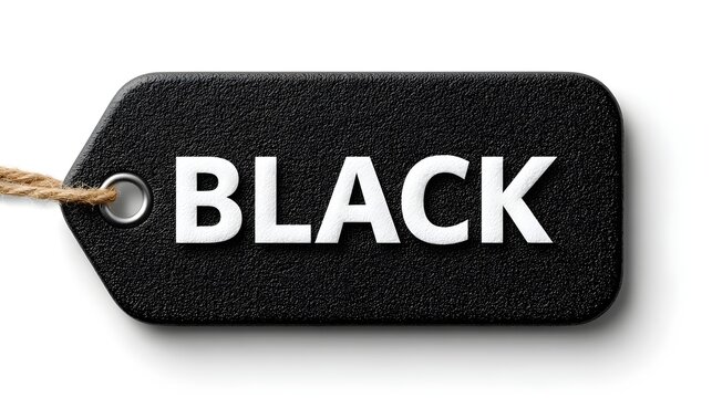 Snag amazing deals with this elegant black tag featuring bold white letters perfect for Black Friday promotions and retail marketing campaigns