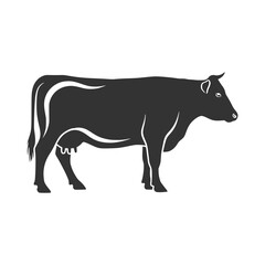 Black Cow Silhouette Vector Illustration for Farm Agriculture and Food Industry Use