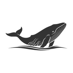 Majestic Whale Silhouette Swimming Gracefully in the Ocean Waters