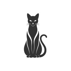 Elegant Black Cat Silhouette Vector Illustration for Halloween Pet Related Designs