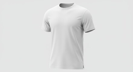 White t shirt mockup on a light gray background for apparel design