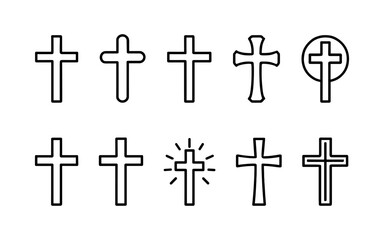Cross symbol. Three crosses. Calvary. Vector.	
