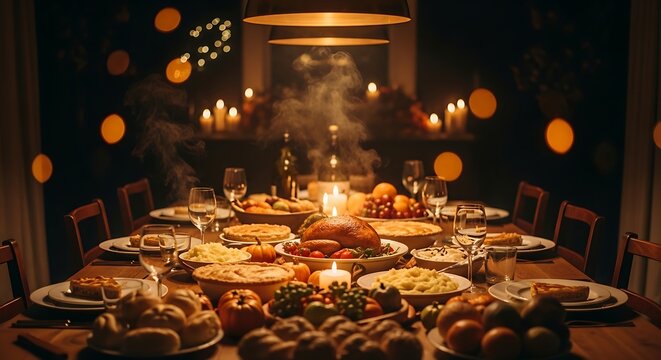 A Warm and Inviting Thanksgiving Feast A Beautifully Laid Table Ready for Celebration
