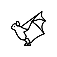 Simple Line Drawing Of A Bat With Open Wings On Transparent Background Ready For Animation Or Design Use