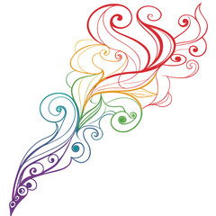 Abstract rainbow swirls and flourishes
