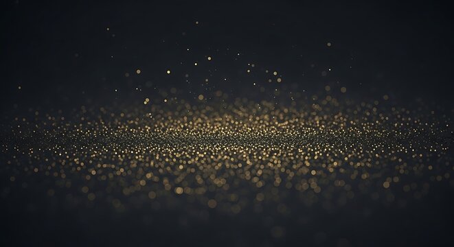 Golden sparkling particles against a somber gradient background