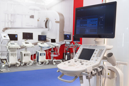 Modern medical electrical equipment in the exhibition hall