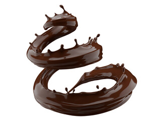 chocolate splash isolated on a white background. 3d render