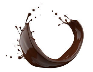 chocolate splash isolated on a white background. 3d render