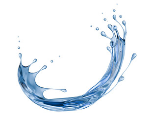 blue water splash isolated on a white background. 3d render