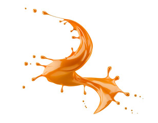 caramel splash isolated on a white background. 3d render