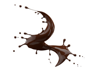 chocolate splash isolated on a white background. 3d render