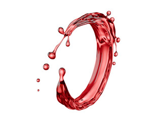 red wine splash isolated on a white background. 3d render