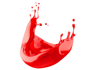 red paint splash isolated on a white background. 3d render