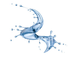 blue water splash isolated on a white background. 3d render