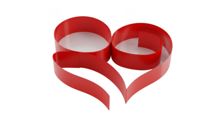 Isolated red ribbon forming a heart shape PNG illustration