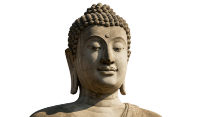 Isolated Stone Buddha Sculpture Front View Realistic