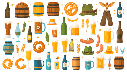 Oktoberfest Beer Festival Elements Collection.