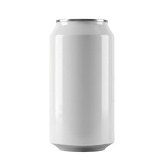 Isolated white aluminum beverage can on transparent background