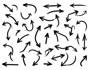 Hand Drawn Arrows Collection Set.