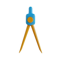 3D Rendered Compass Tool Isolated on Black Background