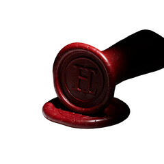 Photo of a Red Wax Seal with Letter H Dark Background