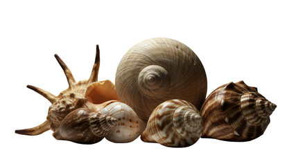 Photo of Assorted Seashells on Black Isolated Background