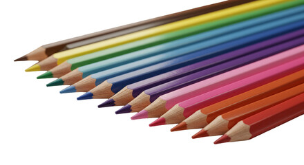 Photo of colored pencils in a rainbow gradient on a black background