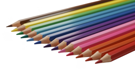 Photo of colored pencils in a rainbow gradient on a black background