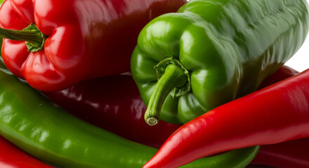 Photo Of Fresh Red And Green Bell Peppers Close Up