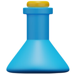 Blue Flask With Yellow Top On Transparent Background Simple Render Illustration
