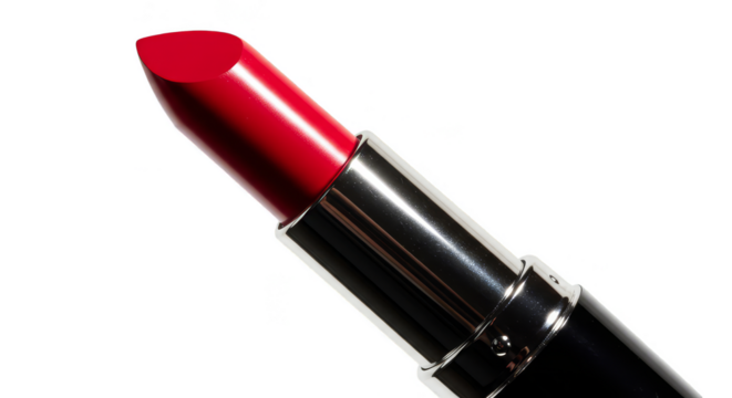 Photo Red Lipstick Open Isolated Black Background - Powered by Adobe