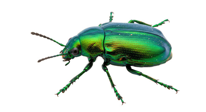 Photo Shiny Emerald Green Beetle Isolated On Transparent Background - Powered by Adobe