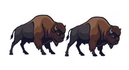 Pixel Art Bison Illustration Brown Animals
