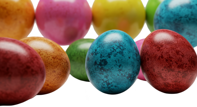 Realistic Easter Eggs Colorful Isolated Background 3D Render
