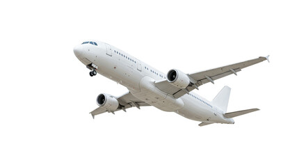 Obraz premium Realistic isolated airplane in flight white airliner aerial view