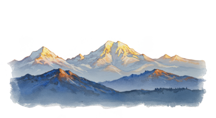 Realistic Mountain Range at Sunset with Golden Light