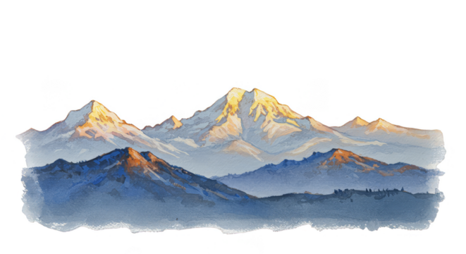 Realistic Mountain Range at Sunset with Golden Light - Powered by Adobe