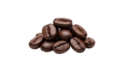Realistic Pile of Dark Roasted Coffee Beans Isolated Transparent Background