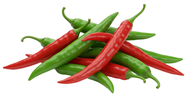 Realistic Pile Of Red And Green Hot Chili Peppers Transparent Background