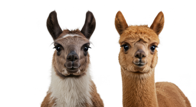 Realistic Photo Two Llamas Heads Isolated On Black Background