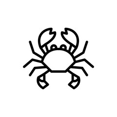 Black Outline Crab Icon Vector Graphic On Transparent Background Simple Minimalist Ocean Life Symbol