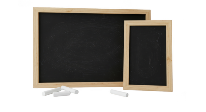Realistic Two Chalkboards with Chalk Isolated Transparent Background