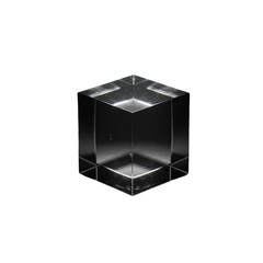 Transparent Cube Isolated On Black Background Photo
