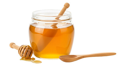 Transparent PNG Isolated Honey Jar With Dippers and Spoon