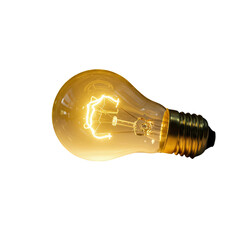 Transparent Incandescent Light Bulb Glowing Warm Yellow Light Isolated