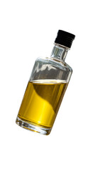 Transparent Glass Bottle With Yellow Liquid Isolated Background Realistic Image
