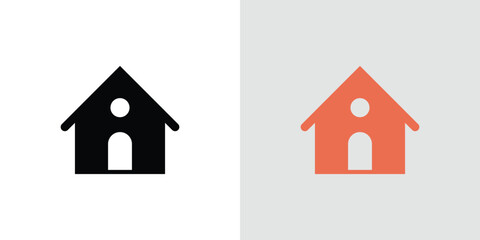 House Icon with Transparent Background, Minimalist Design with Door and Circle Window