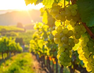 Golden Sunlight on Vineyard Grapes.