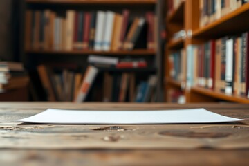 Generative AI blank page on library desk for study inspiration.